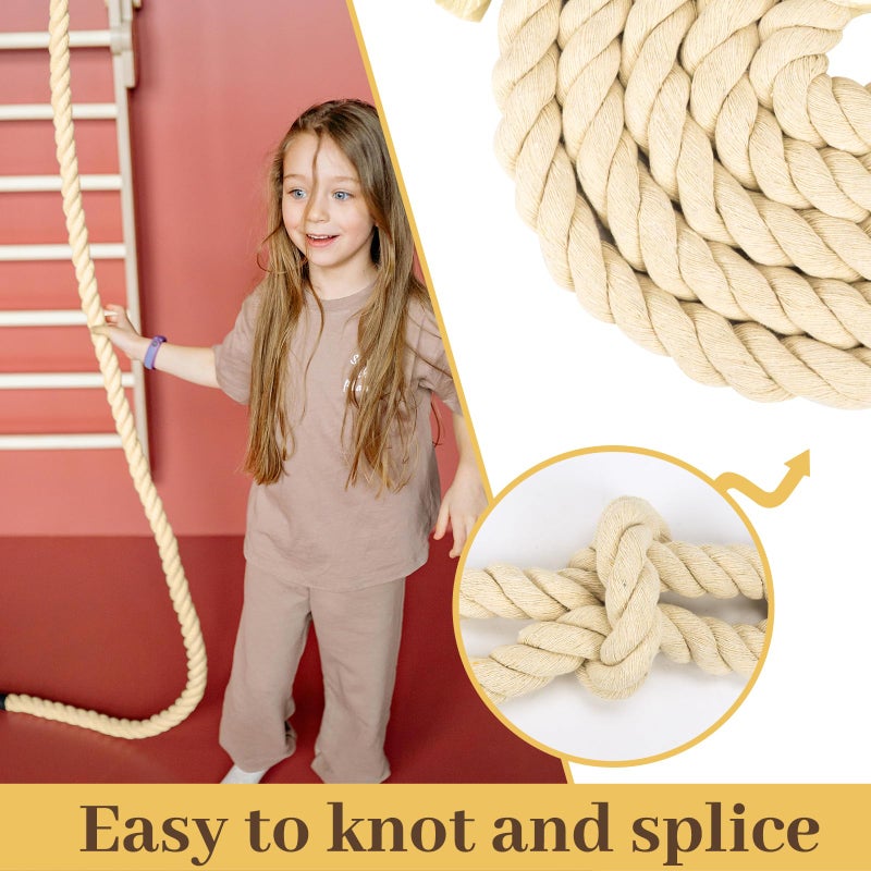 Faxco 2 Pack 10ft Natural Twisted Cotton Rope Strong Triple-Strand Rope for Sports  Crafts  Indoor Outdoor Use Tug of War Rope - Image 4